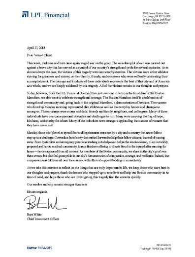 Burt White on the Boston Marathon Tradegy